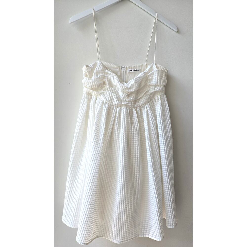 Reformation Catarina White Mini Babydoll Tent Summer Dress Womens Large XL EUC - Picture 2 of 12